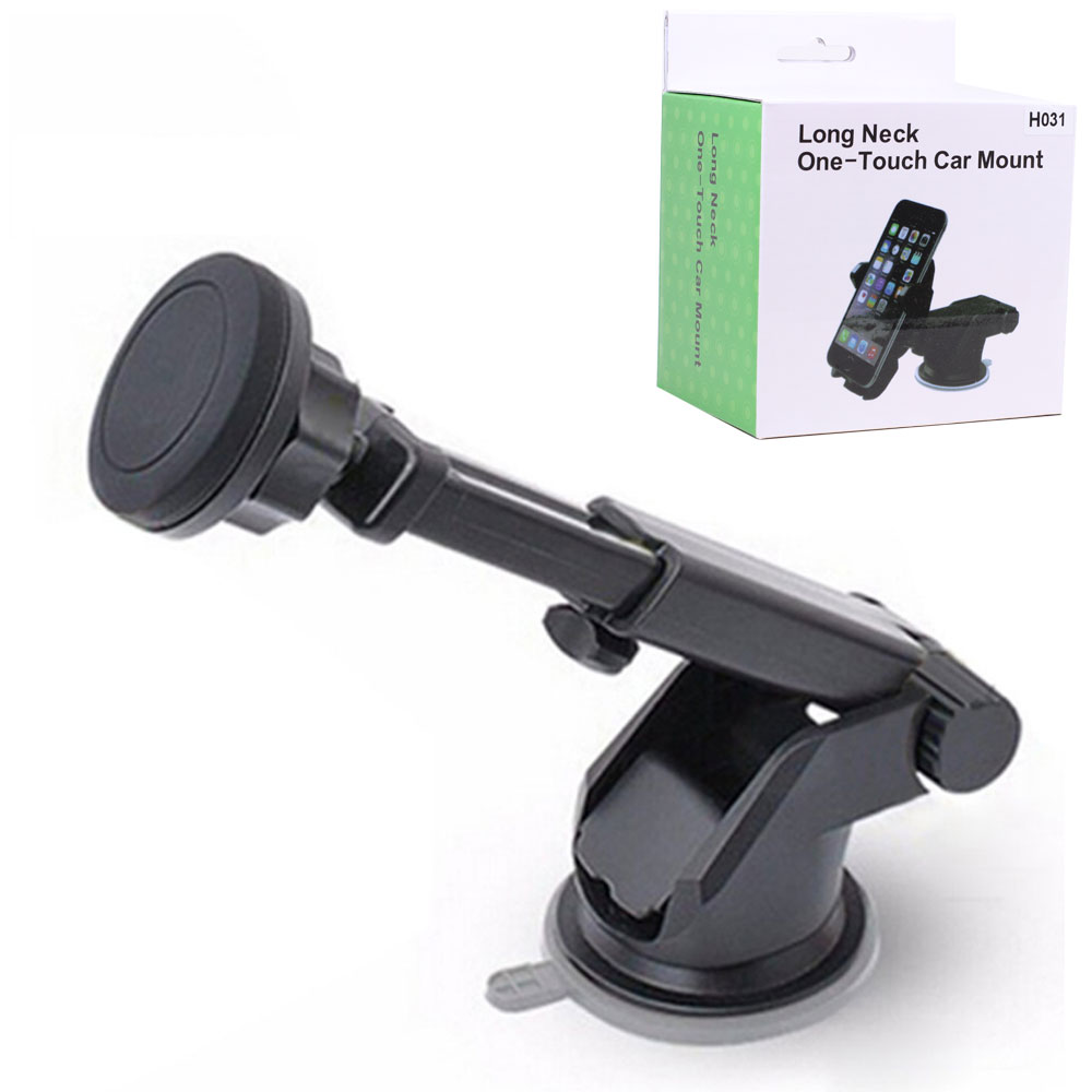 Universal Magnetic Long Neck One Touch Windshield and Dashboard Car Mount Holder (Black)